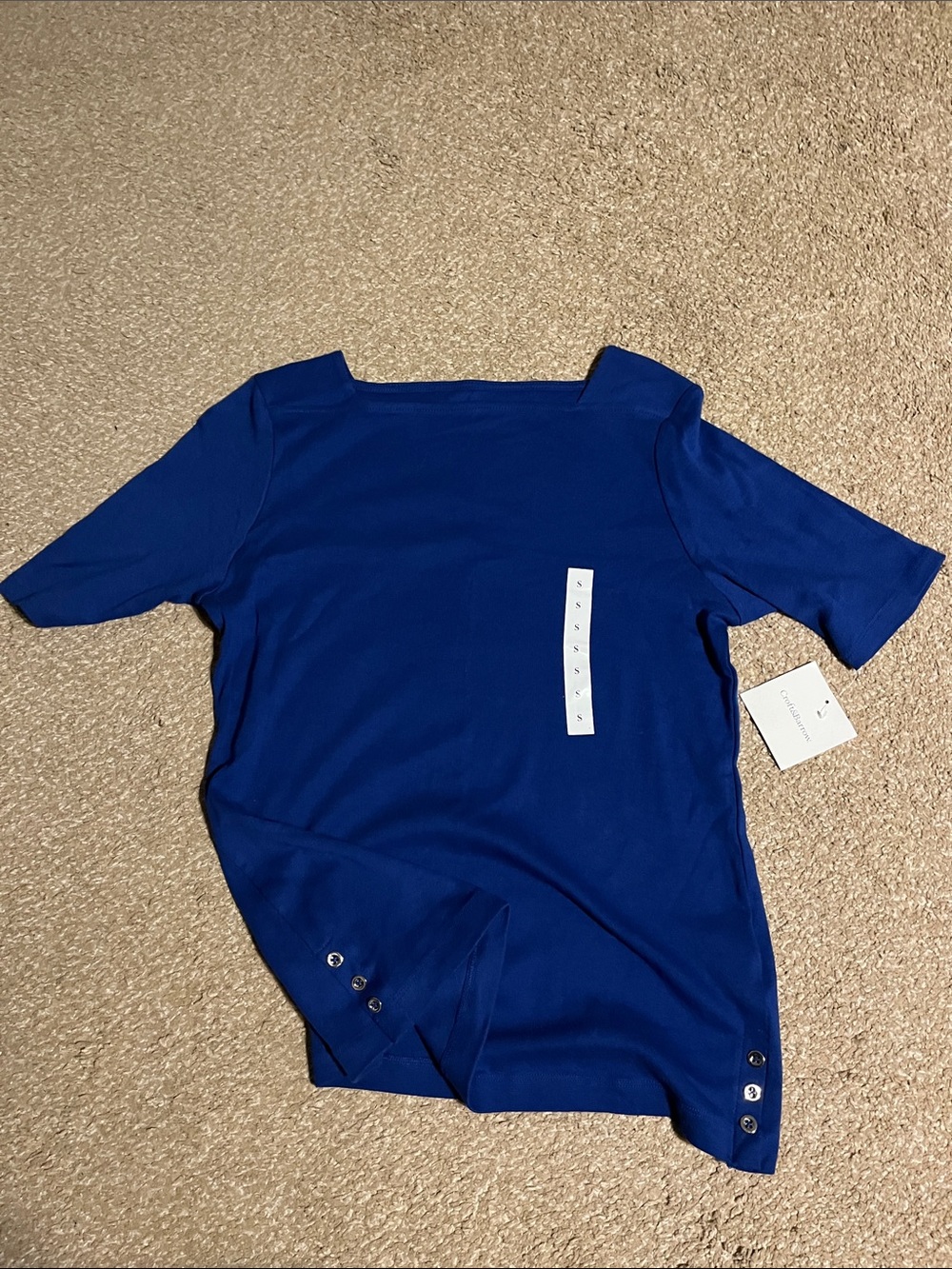 Women’s Short Sleeve Square Neck Top in Royal Blue NWT small S